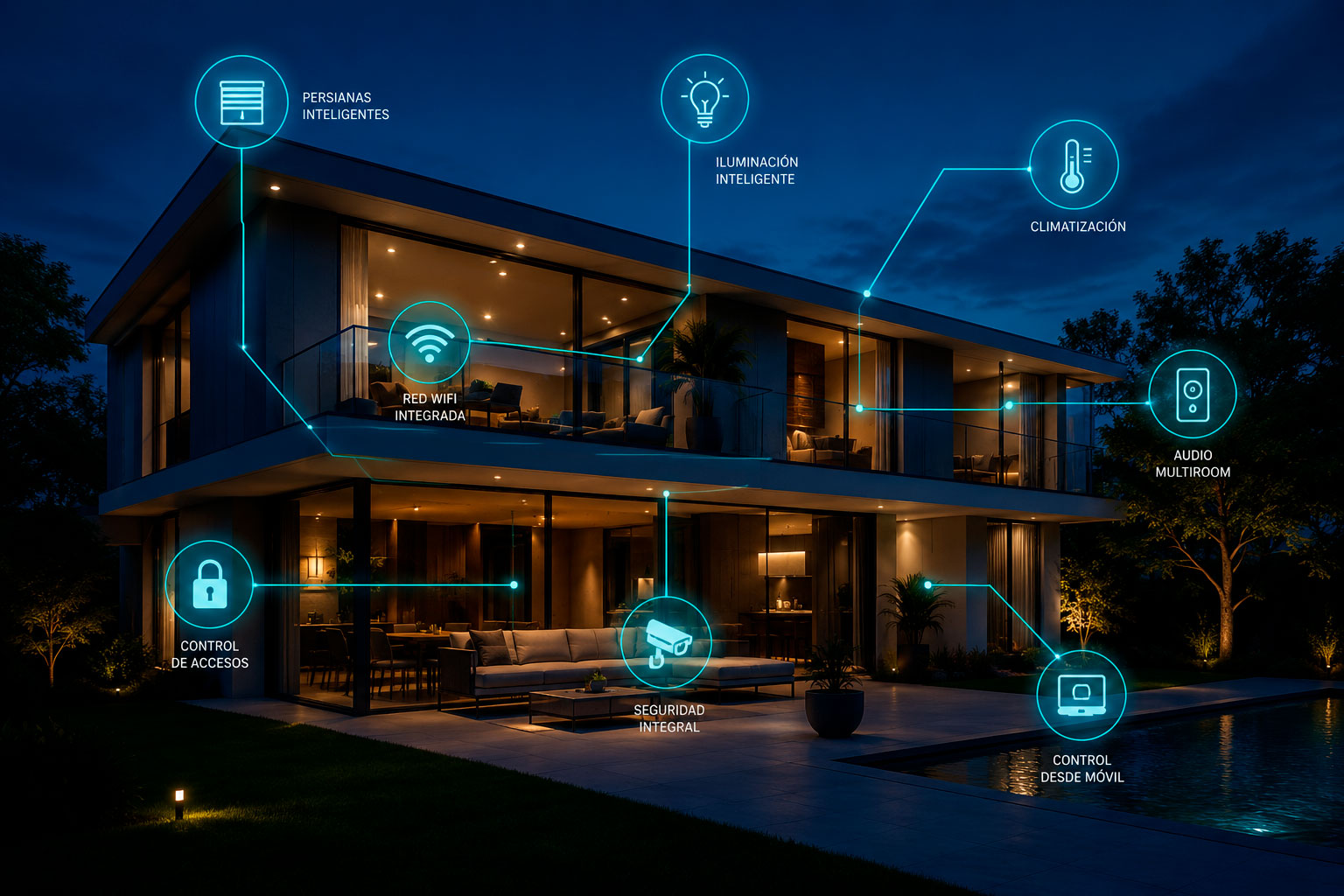 Vivienda inteligente con automatización residencial